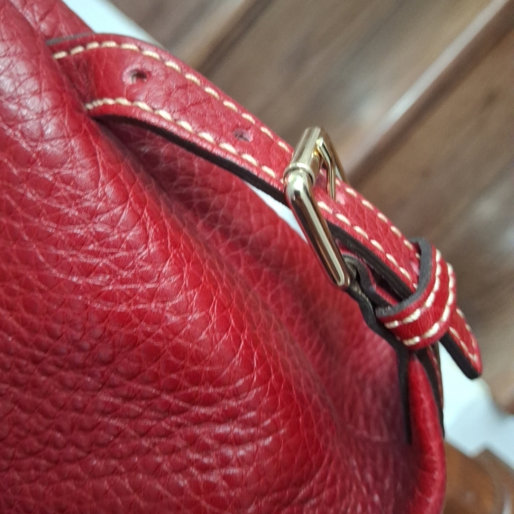 Dooney & Bourke Deep Red Pebbled Leather Shoulder Bag - Picture 5 of 14